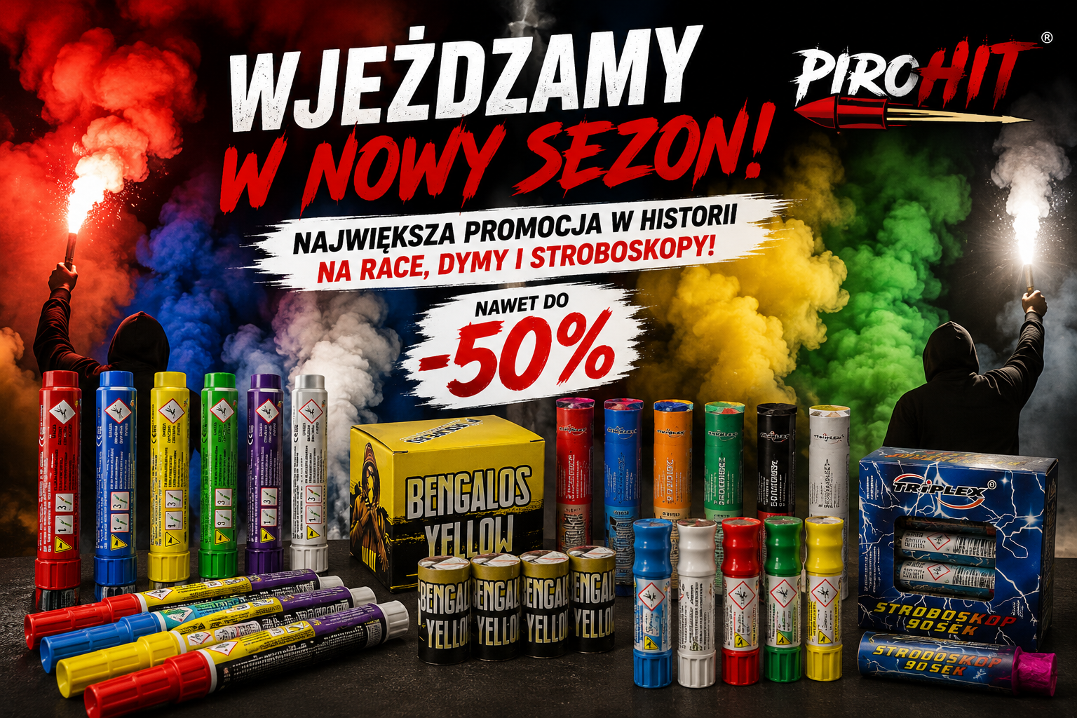 WJEŻDŻAMY W NOWY SEZON! Największa promocja na race, dymy i stroboskopy w historii PiroHiTrane produkty!