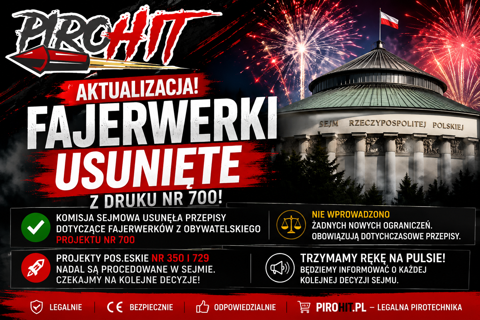 Fajerwerki usunięte z druku nr 700. Czy zakaz fajerwerków w Polsce upadł? Aktualizacja 2026